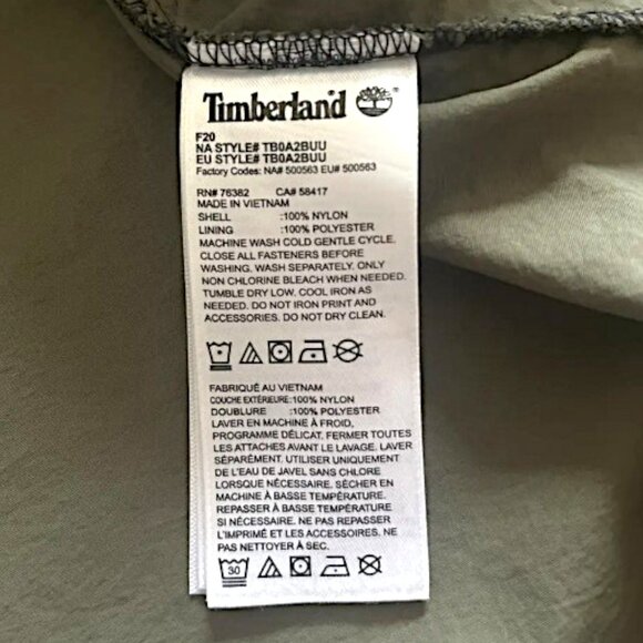 Timberland Quarter Zip Windbreaker Hoodie Black/Olive Pullover Jacket, Size XL - Picture 7 of 8